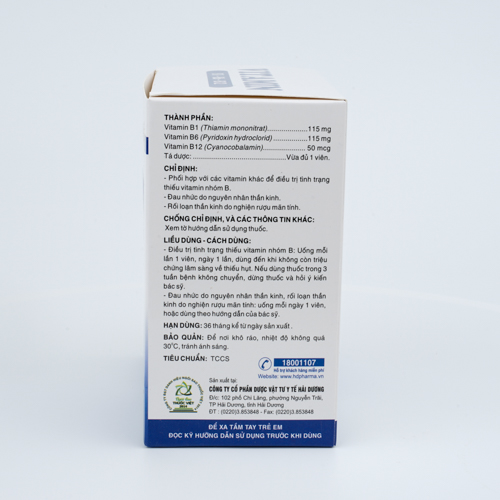 Vitamin B1, B6, B12 viên nang mềm Hộp 10 vỉ x 10 viên HDPHARMA