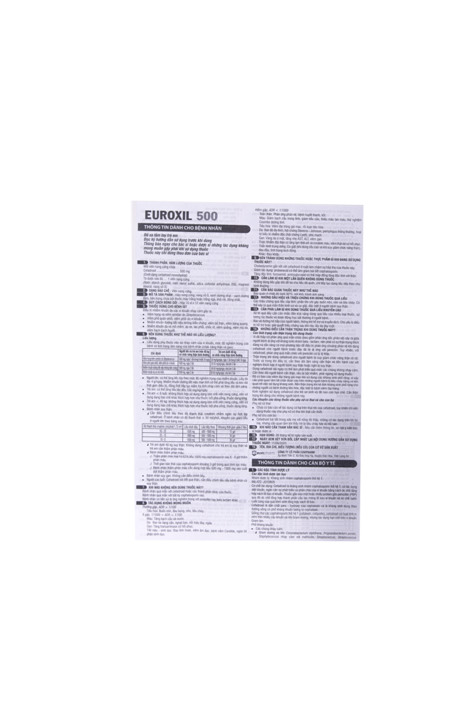Euroxil 500 Hộp 10 vỉ x 12 viên Euvipharm