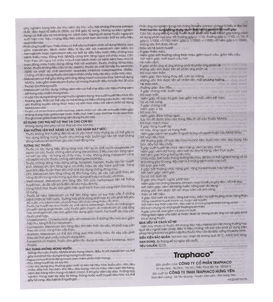 Fenxicam - M Hộp 2 vỉ x 10 viên Traphaco