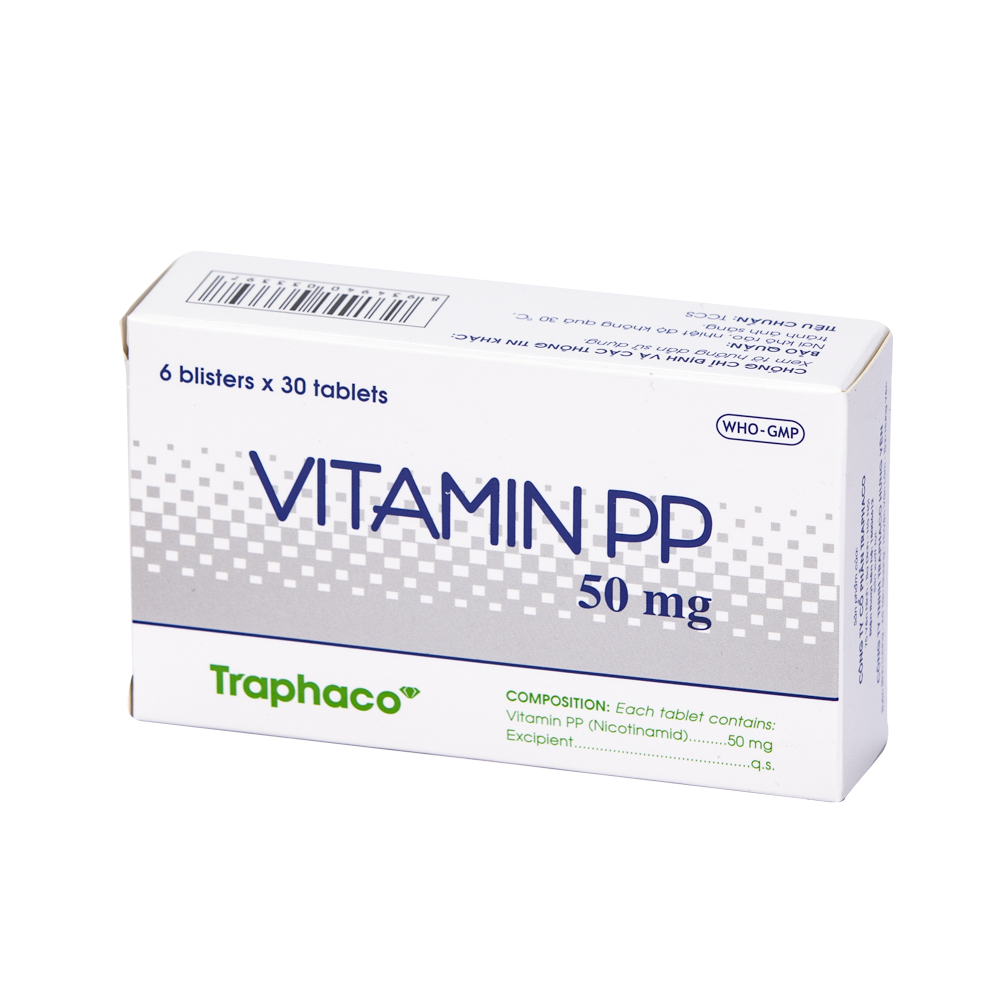 Vitamin PP 50mg Hộp 6 vỉ x 30 viên nén Traphaco