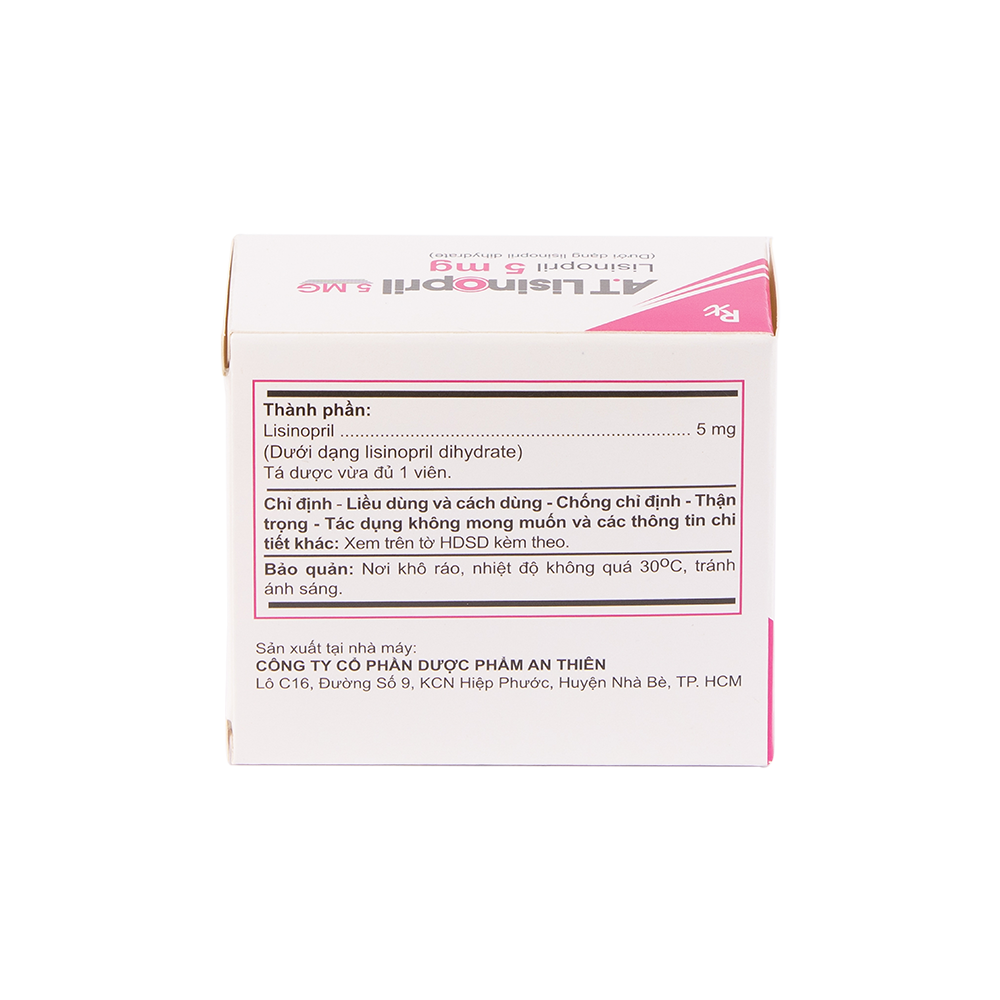 A.T LISINOPRIL 5 mg Hộp 10 vỉ x 10 viên An Thiên