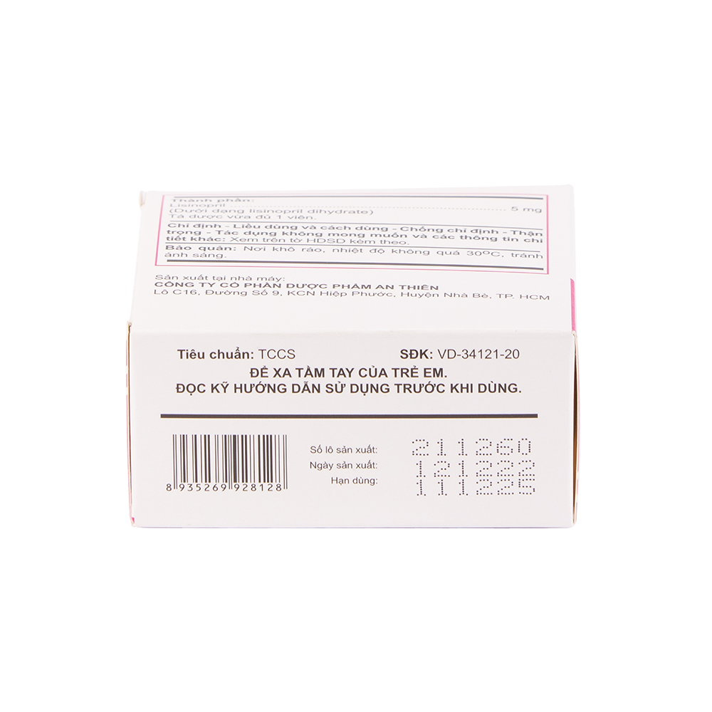 A.T LISINOPRIL 5 mg Hộp 10 vỉ x 10 viên An Thiên