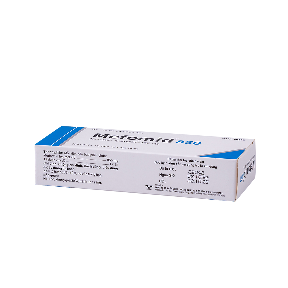 Mefomid 850 H/30 Hộp 3 Vỉ x 10 Viên Bidiphar