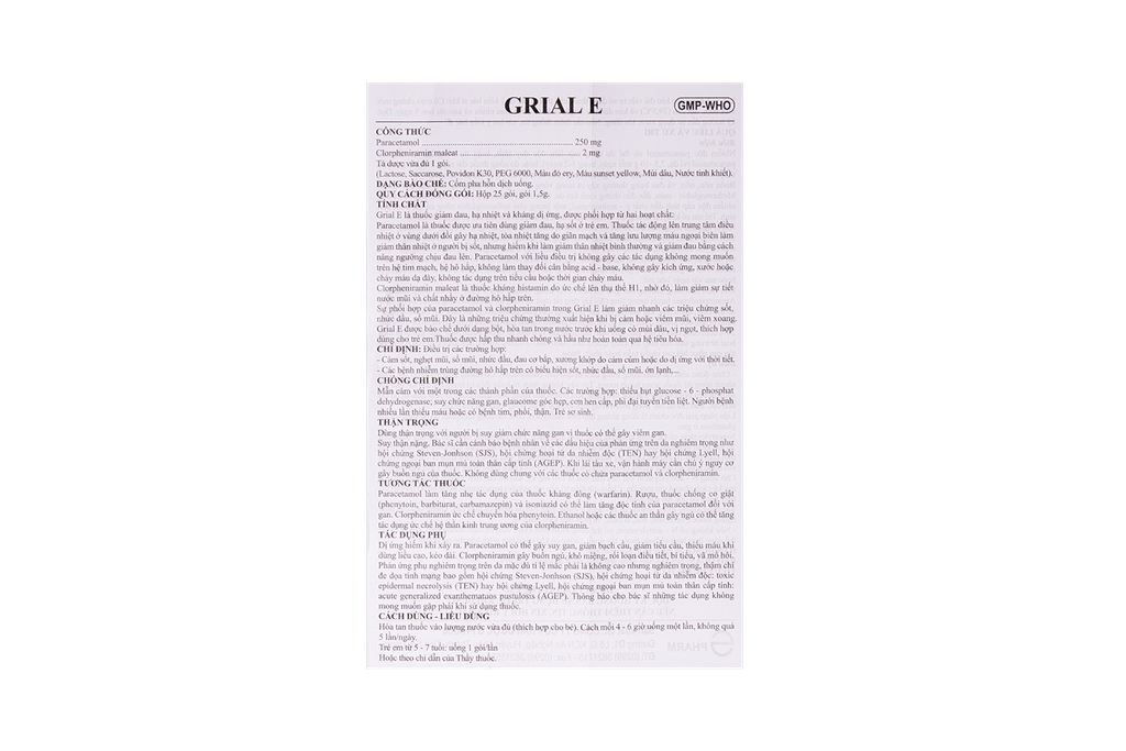 Grial E H/25 gói - OTC Hộp 25 gói TVPharma