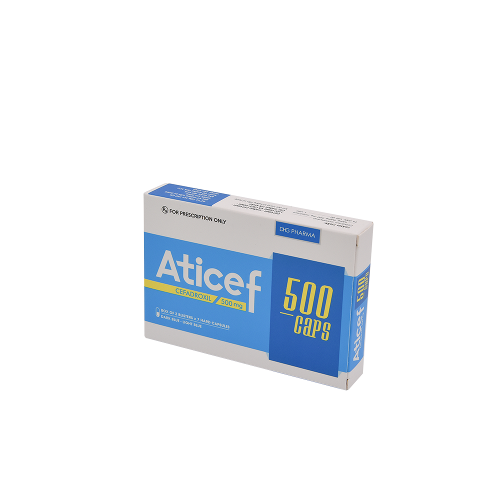 Aticef 500 CAPS (Xanh dương đậm-Xanh dương nhạt) Hộp 2 vỉ x 7 viên DHG