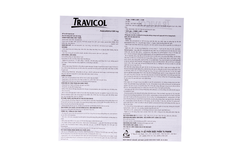 Travicol C/100 Chai 100 viên TVPharma