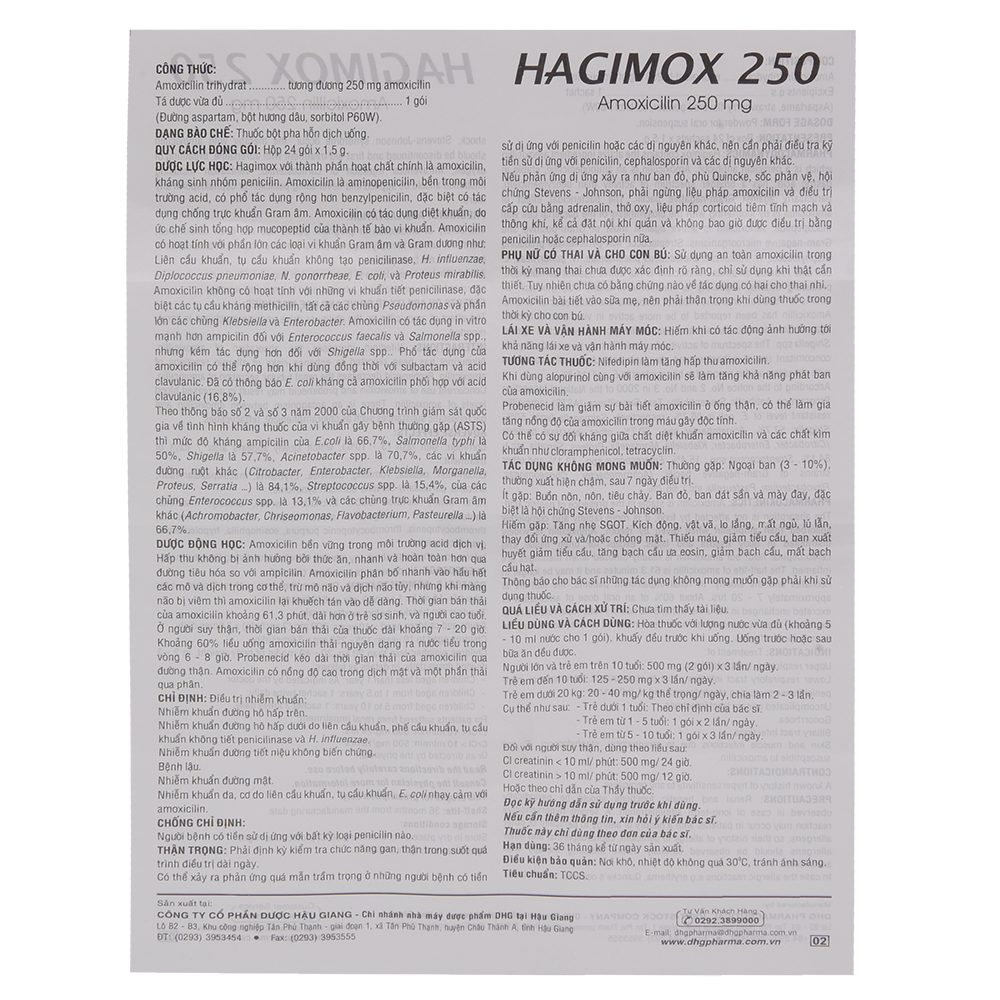 Hagimox 250 Hộp 24 gói x 1,5g DHG