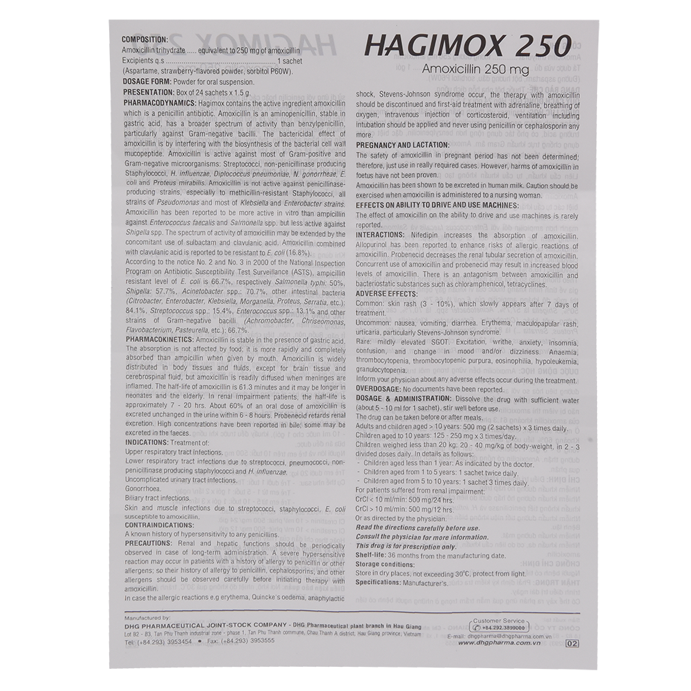 Hagimox 250 Hộp 24 gói x 1,5g DHG