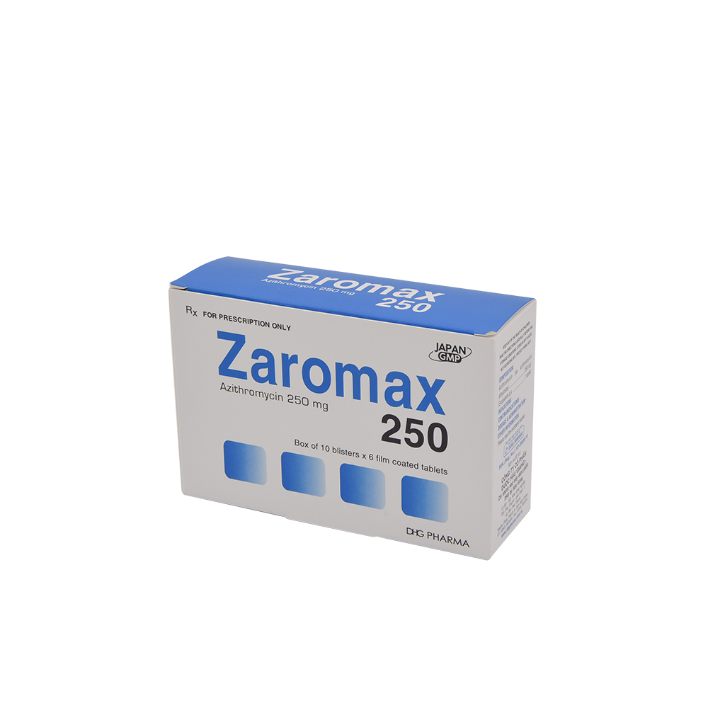 Zaromax 250 Hộp 10 vỉ x 6 viên DHG