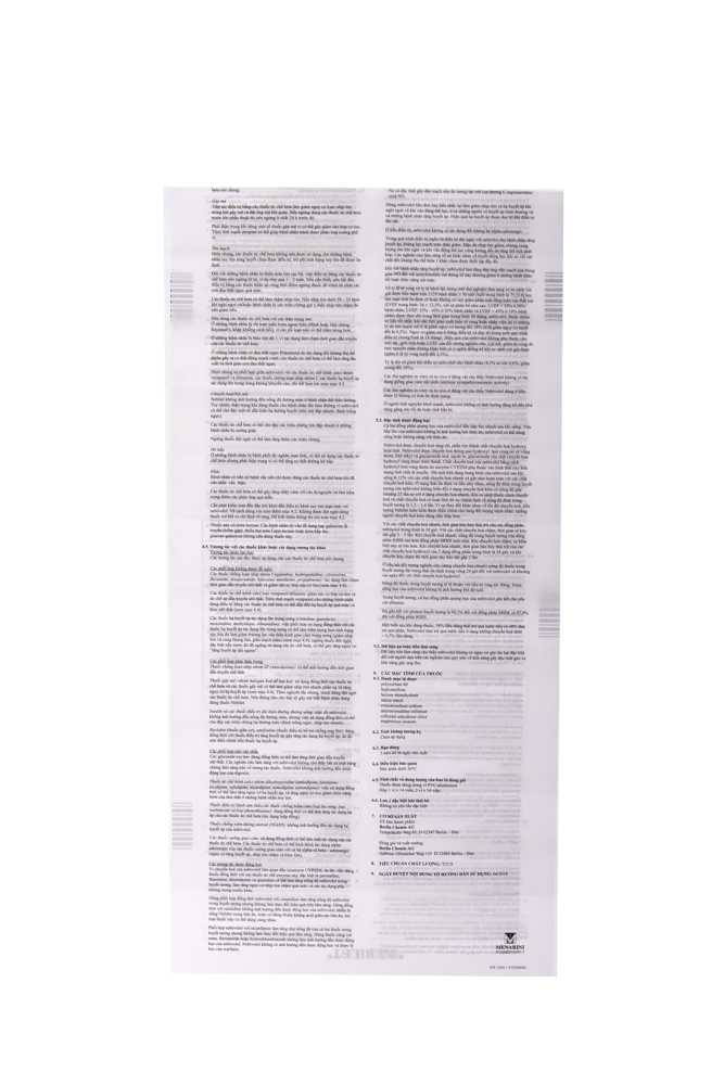 NEBILET TAB 5MG Hộp 1 vỉ x 14 viên Menarini