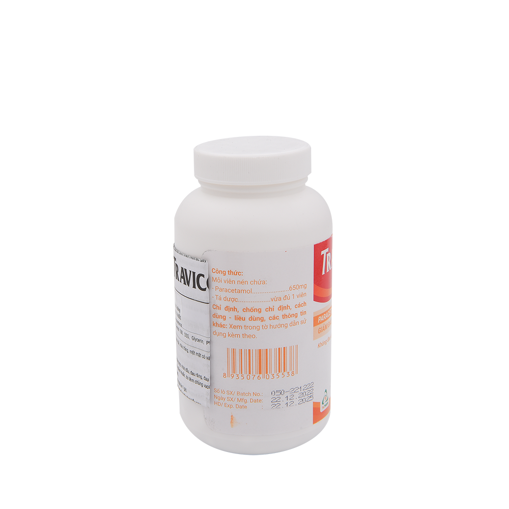 Travicol 650mg C/200 Chai 200 viên TVPharma