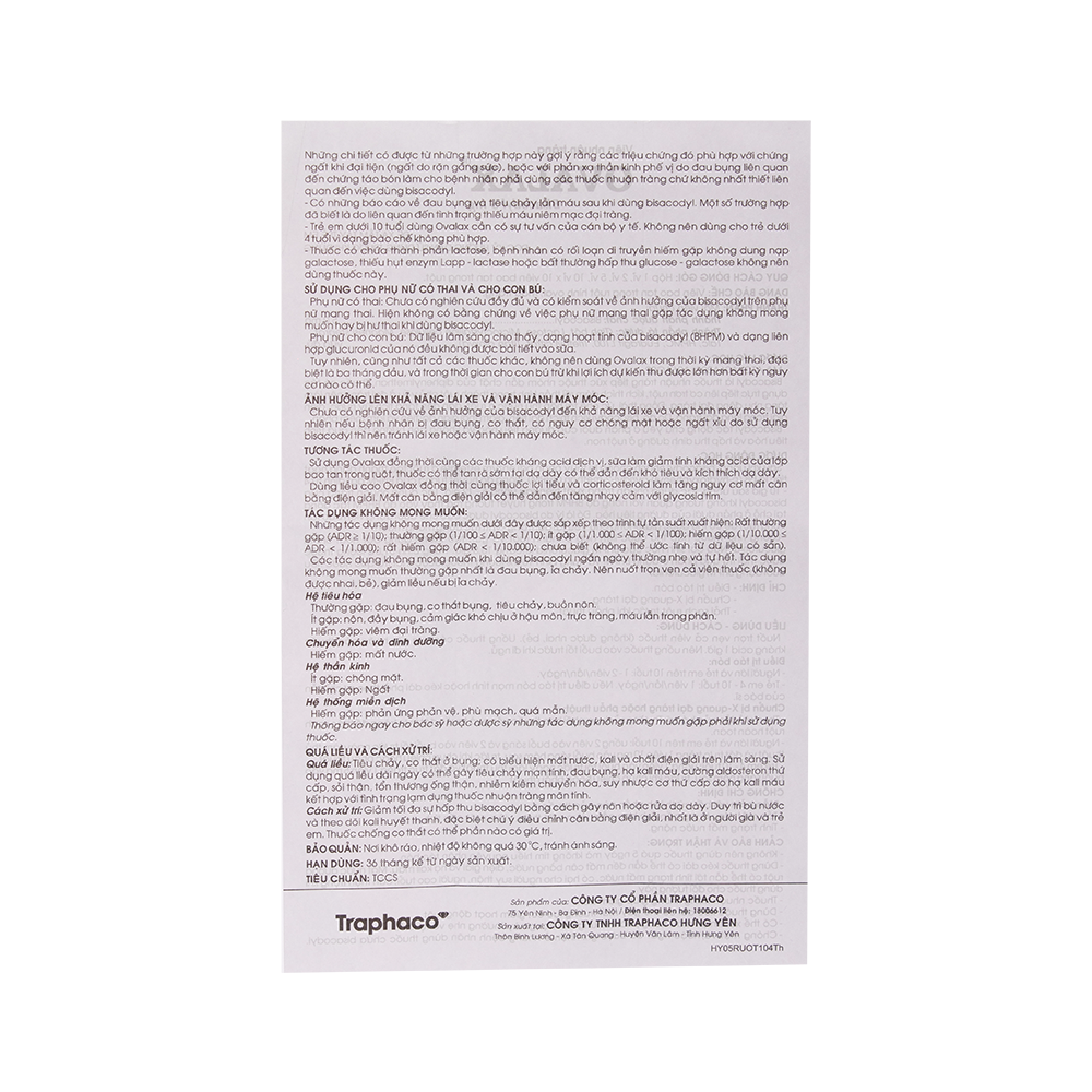 Ovalax Hộp 1 vỉ x 10 viên Traphaco