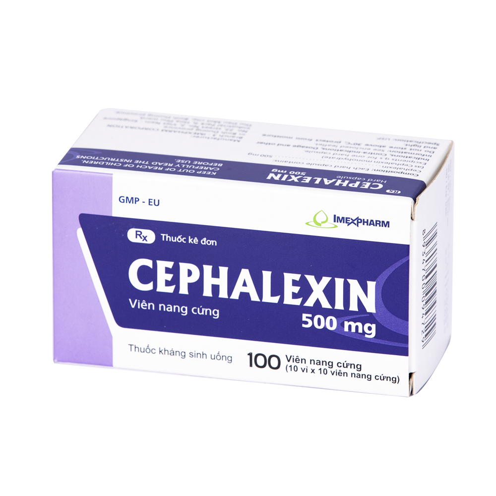 Cephalexin 500 mg Hộp 10 vỉ x 10 viên Imexpharm