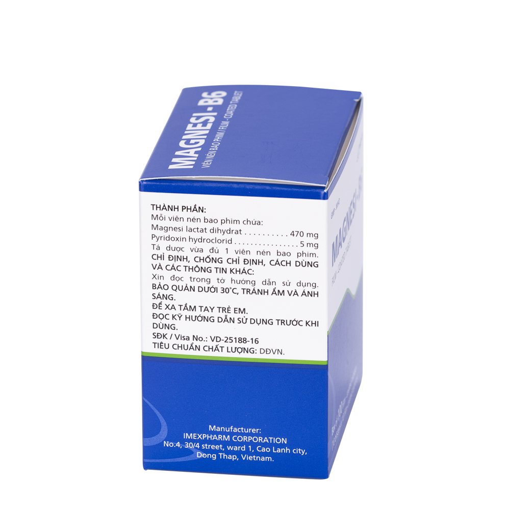 Magnesi-B6 Hộp 10 vỉ x 10 viên Imexpharm