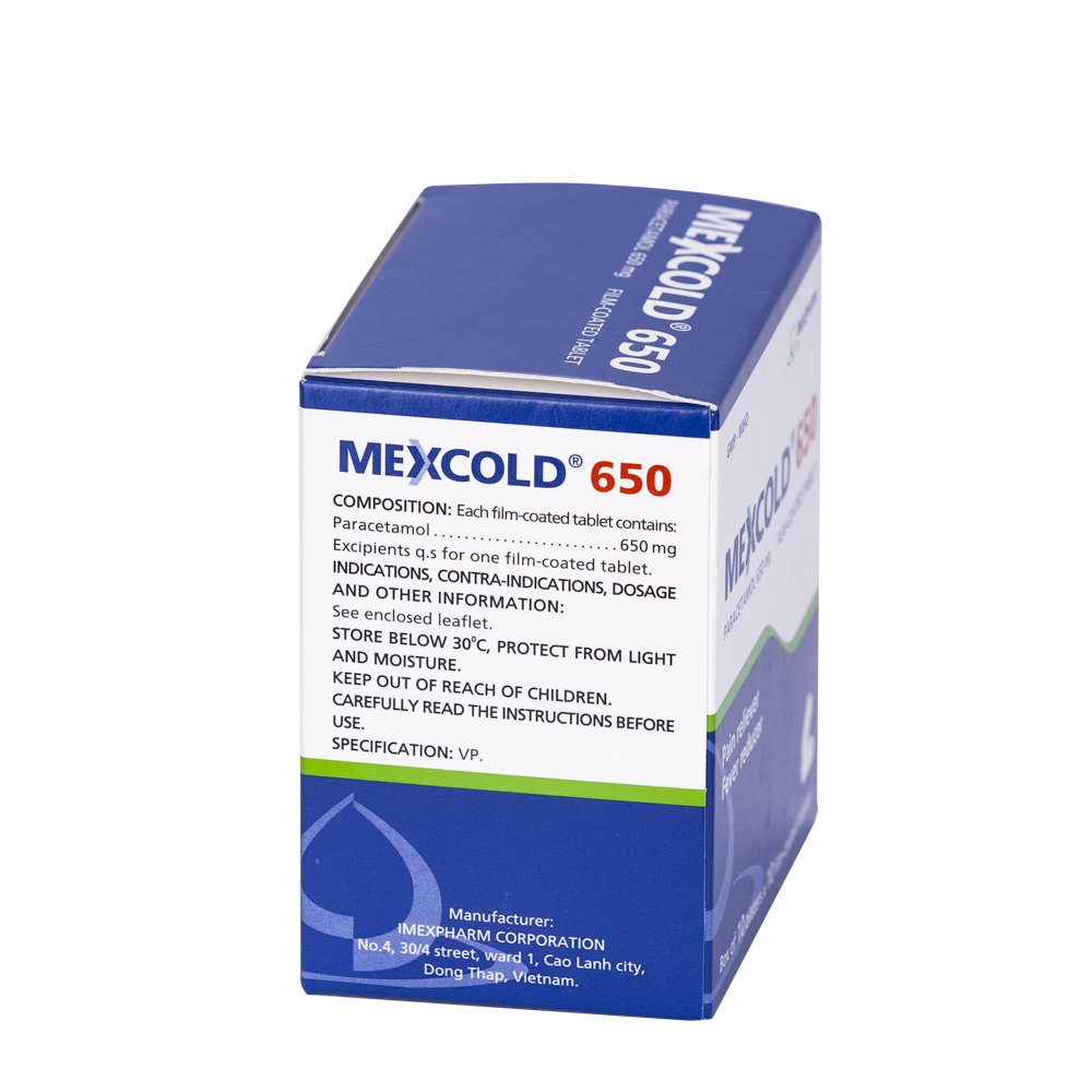 Mexcold 650 Hộp 10 vỉ x 10 viên Imexpharm