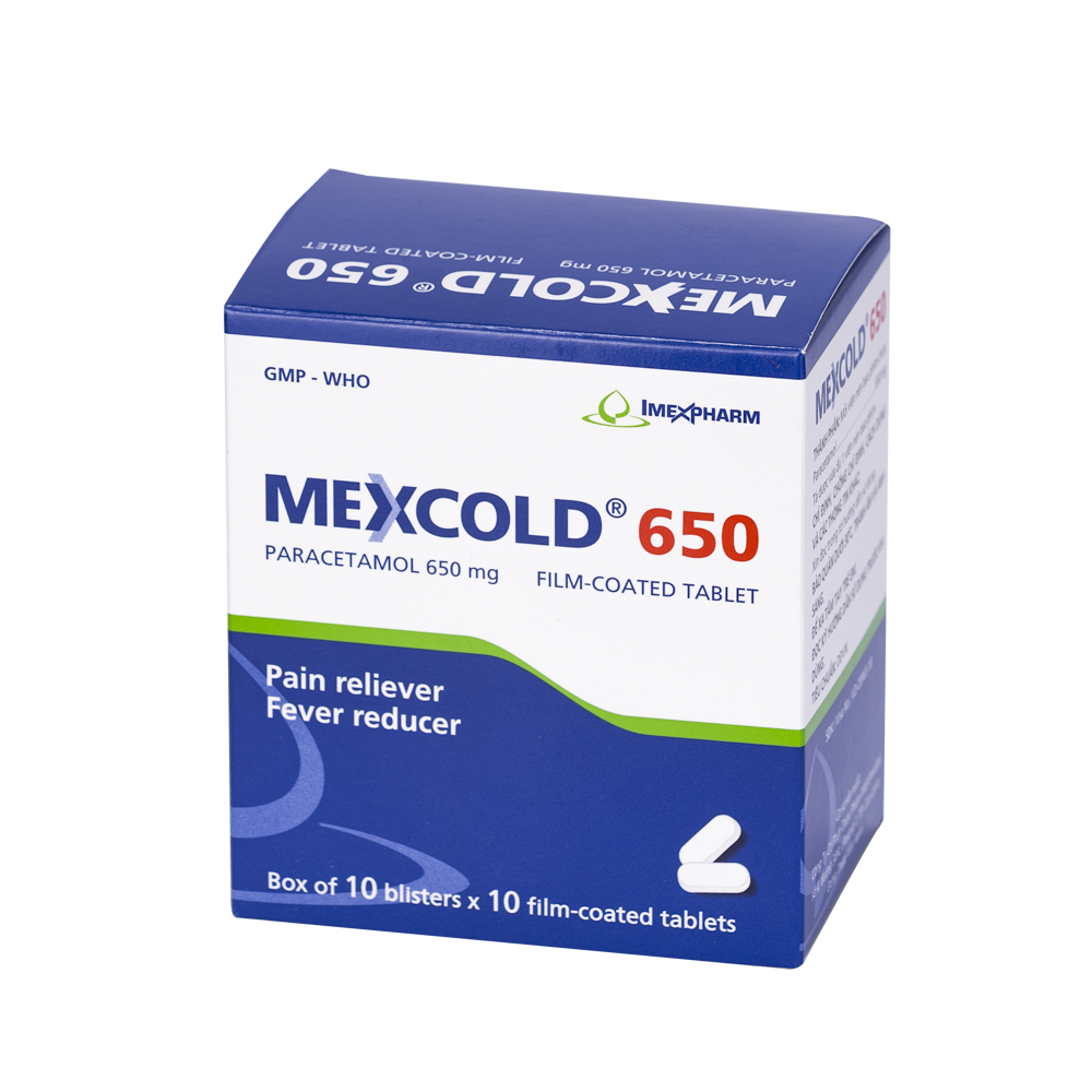 Mexcold 650 Hộp 10 vỉ x 10 viên Imexpharm