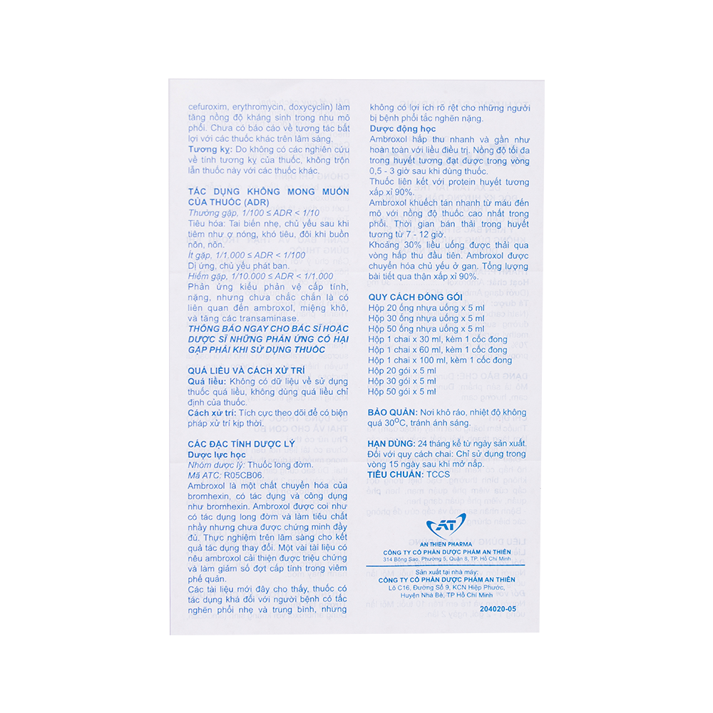A.T AMBROXOL Hộp 1 chai 60 ml