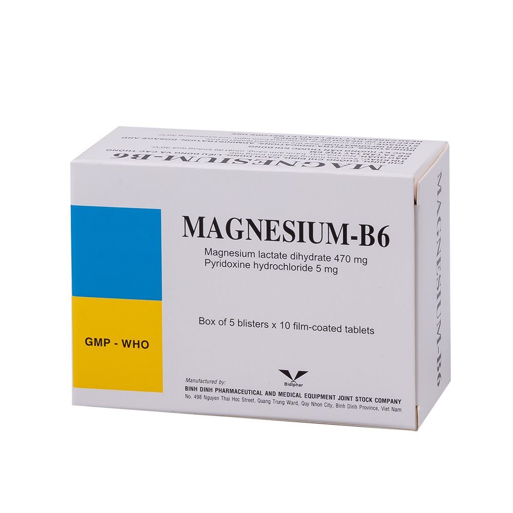 Magnesium - B6 H/50 Hộp 5 Vỉ x 10 Viên Bidiphar