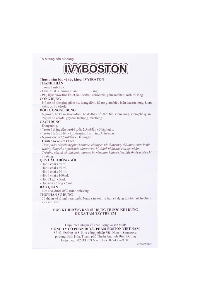 IVYBOSTON Hộp 1 chai 60ml