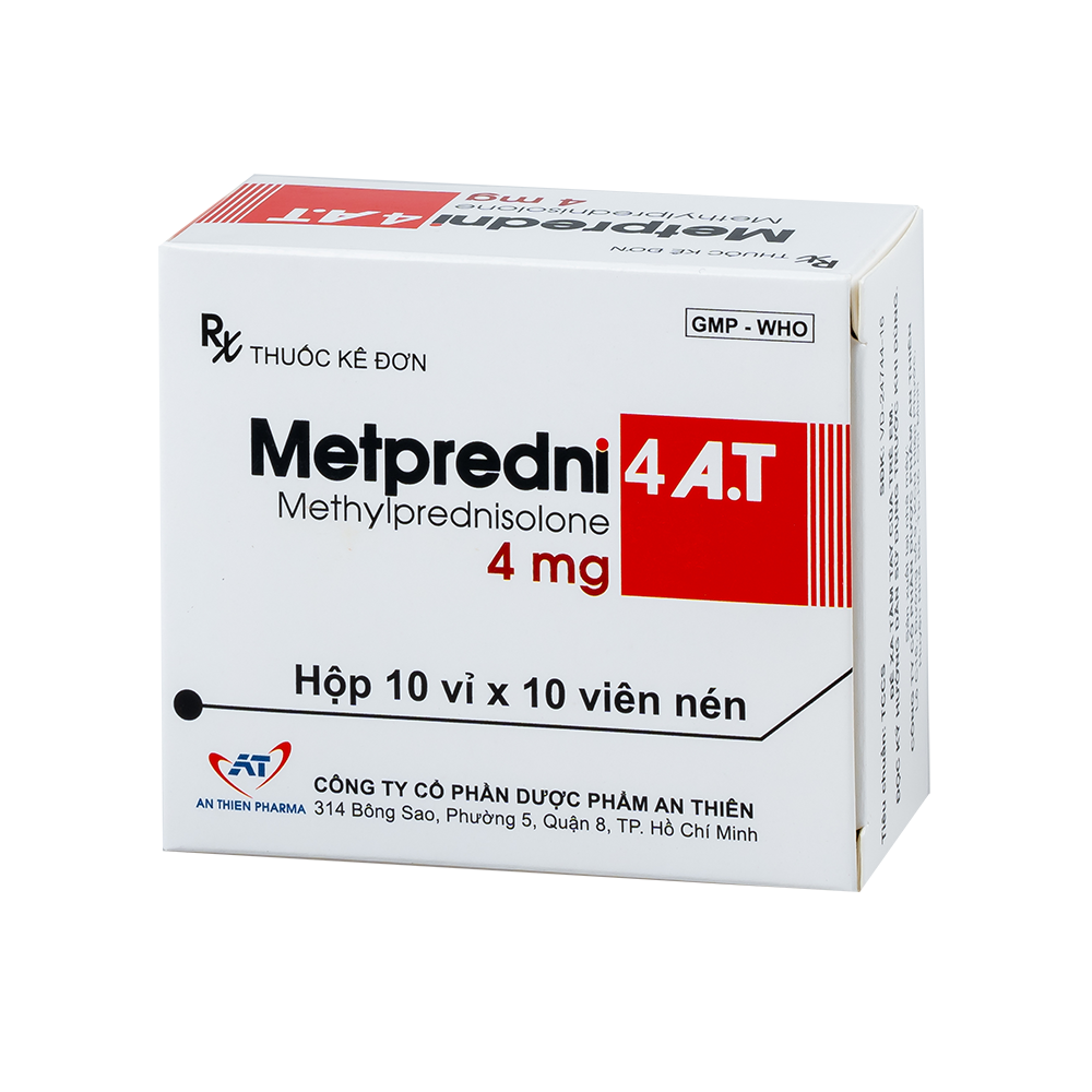 METPREDNI 4 A.T Hộp 10 vỉ x 10 viên An Thiên