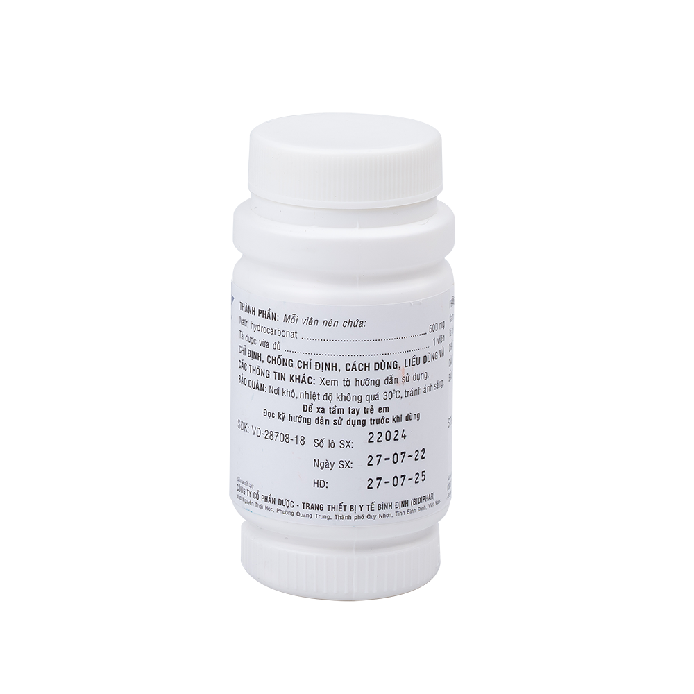 Natri bicarbonat 500mg Lọ 160 Viên BIDIPHAR