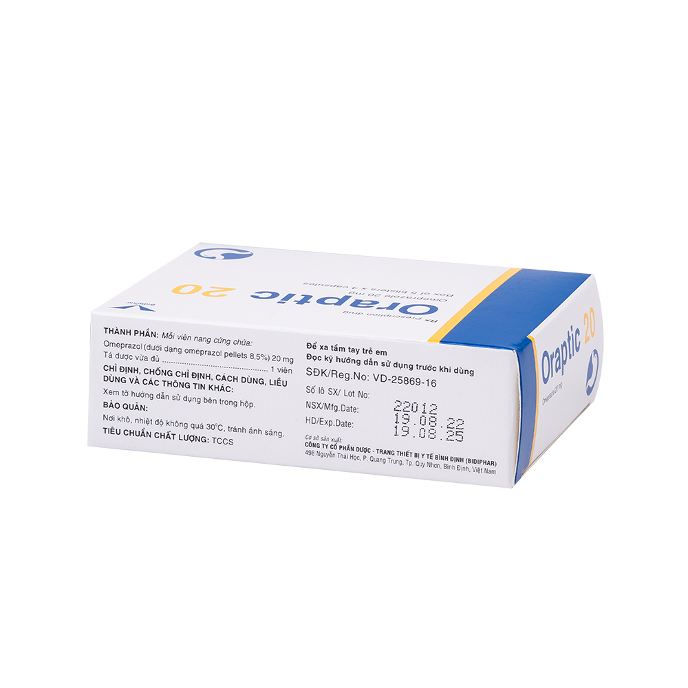 Oraptic 20 Hộp 5 Vỉ x 4 Viên BIDIPHAR