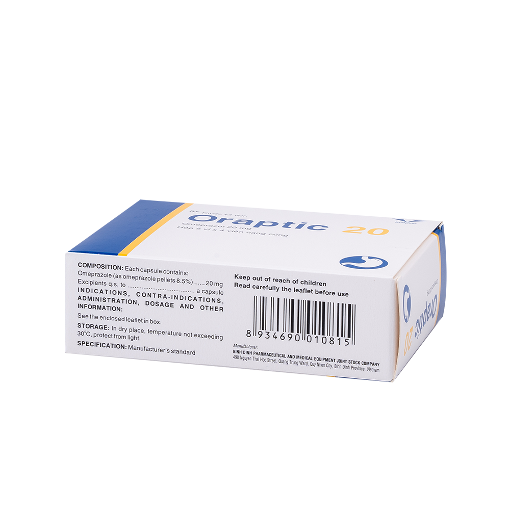Oraptic 20 Hộp 5 Vỉ x 4 Viên BIDIPHAR