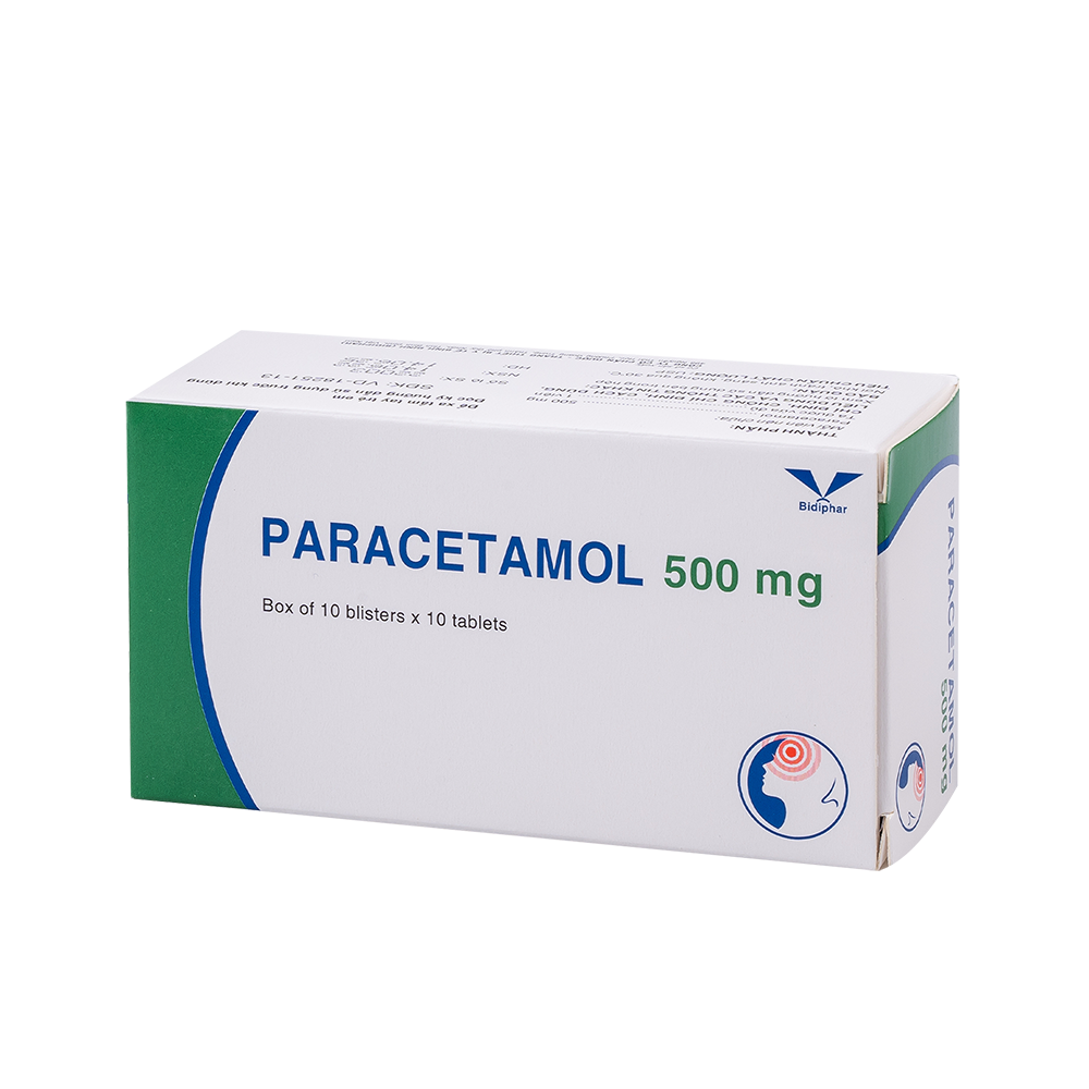 Paracetamol 500mg H/100 Hộp 10 Vỉ x 10 Viên Bidiphar