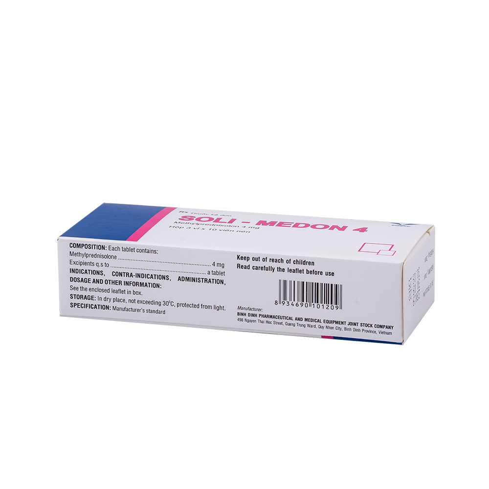 Soli-Medon 4 H/30 Hộp 3 Vỉ x 10 Viên Bidiphar