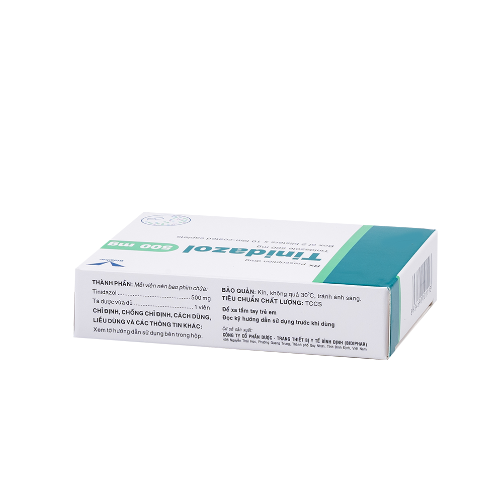 Tinidazol 500mg Hộp 2 Vỉ x 10 Viên BIDIPHAR