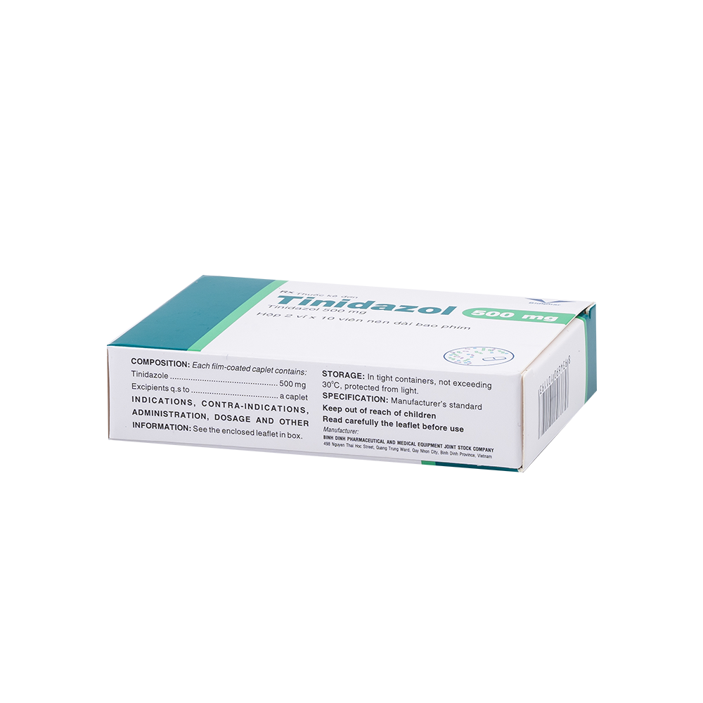 Tinidazol 500mg Hộp 2 Vỉ x 10 Viên BIDIPHAR