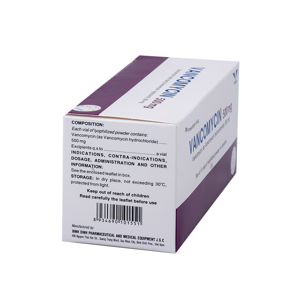 Vancomycin 500mg Hộp 10 Lọ BIDIPHAR