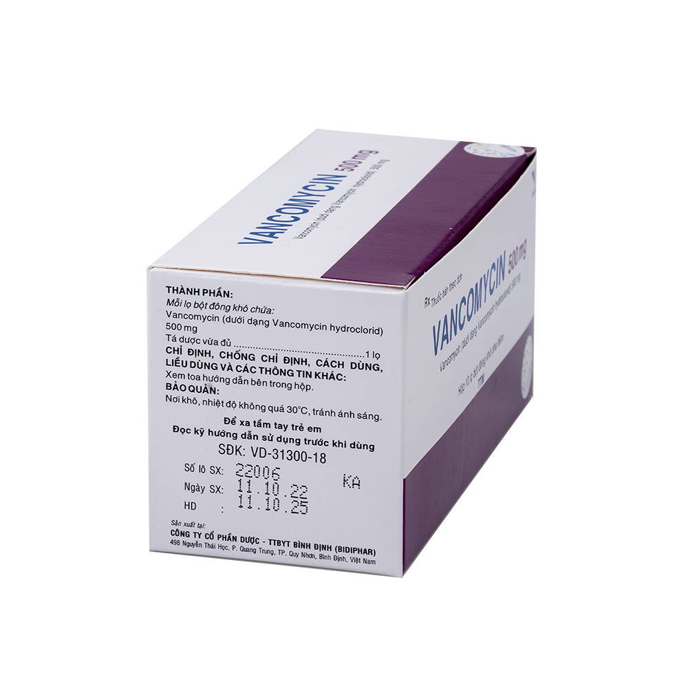 Vancomycin 500mg Hộp 10 Lọ BIDIPHAR