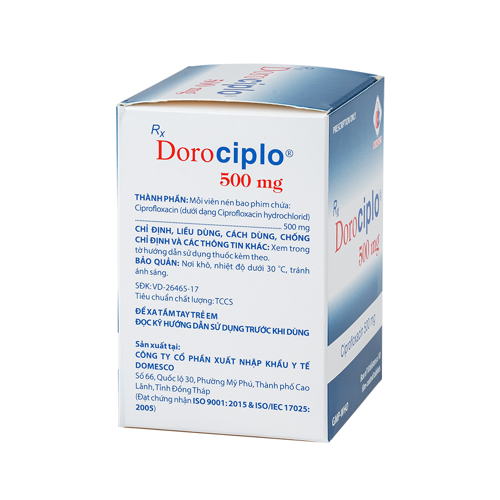 Dorociplo 500 mg Hộp 10 vỉ x 10 viên Domesco