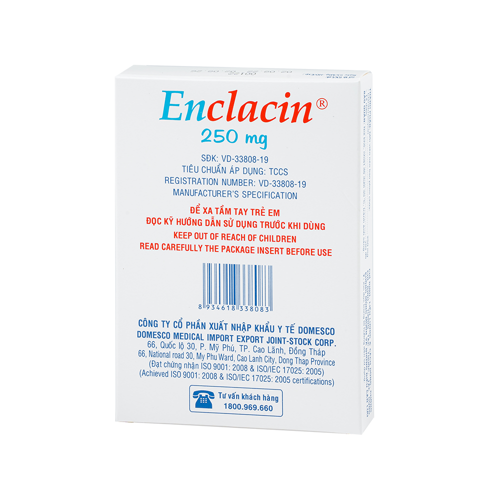 Enclacin 250mg Hộp 2 vỉ x 10 viên Domesco