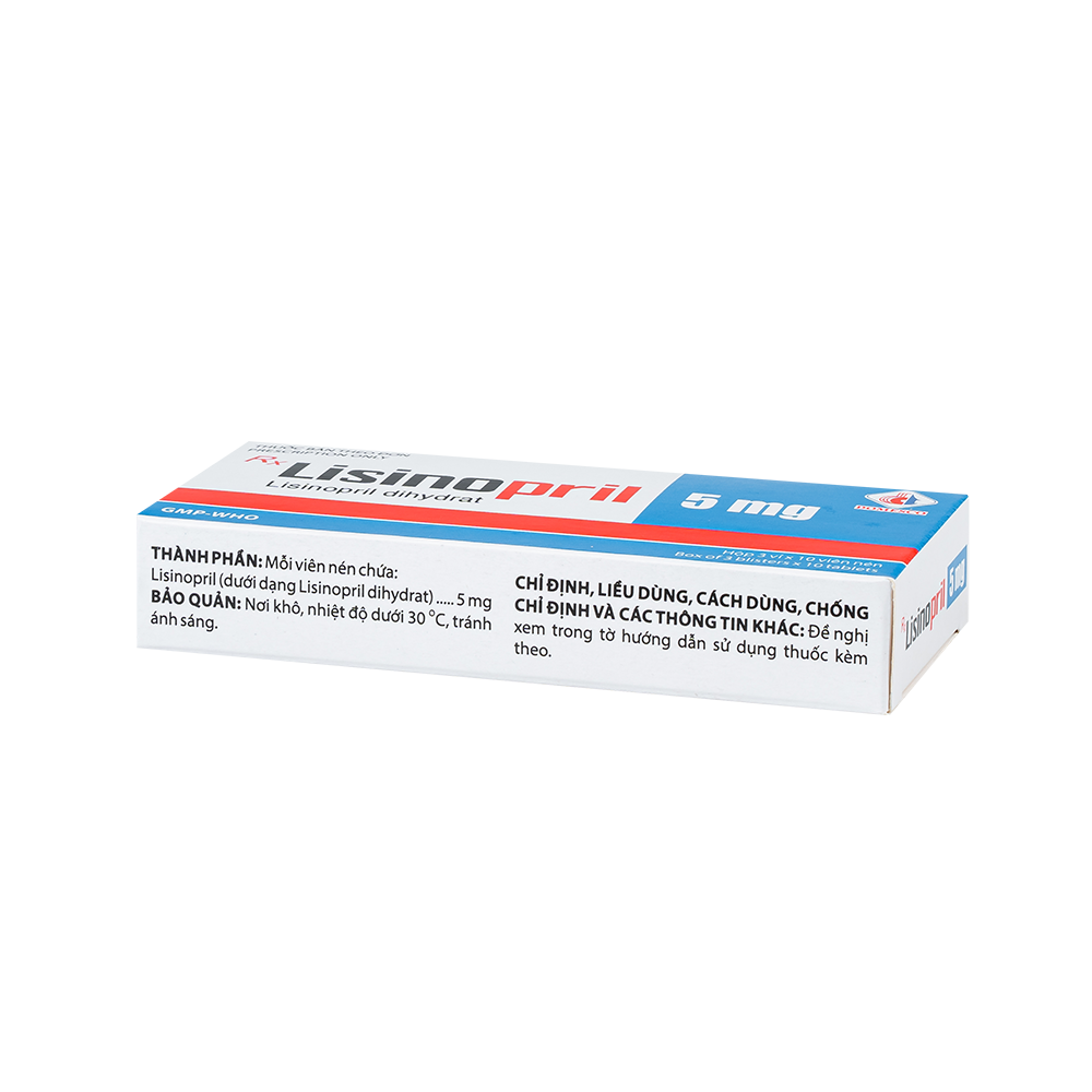 Lisinopril 5 mg Hộp 3 vỉ x 10 viên Domesco