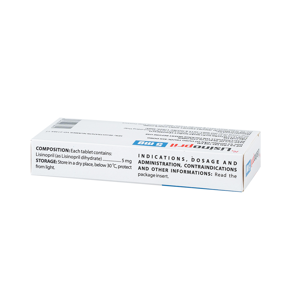 Lisinopril 5 mg Hộp 3 vỉ x 10 viên Domesco