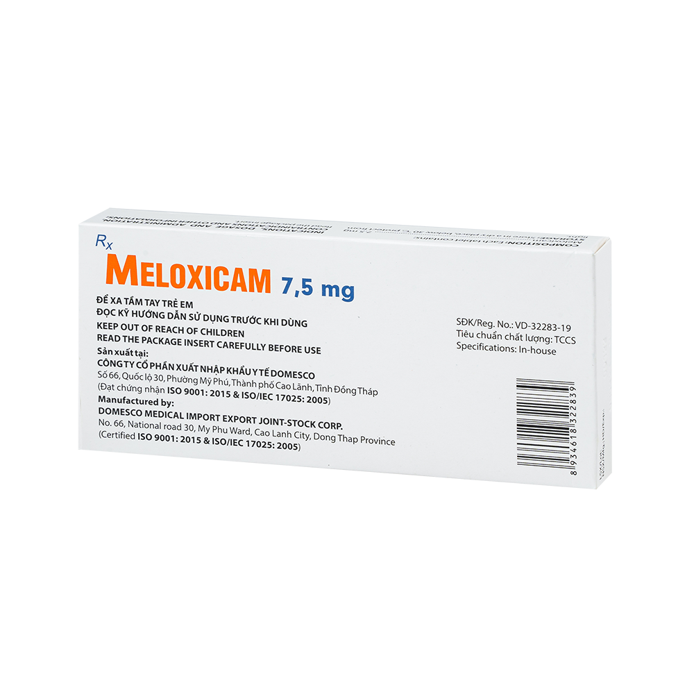 Meloxicam 7,5 mg Hộp 2 vỉ x 10 viên Domesco