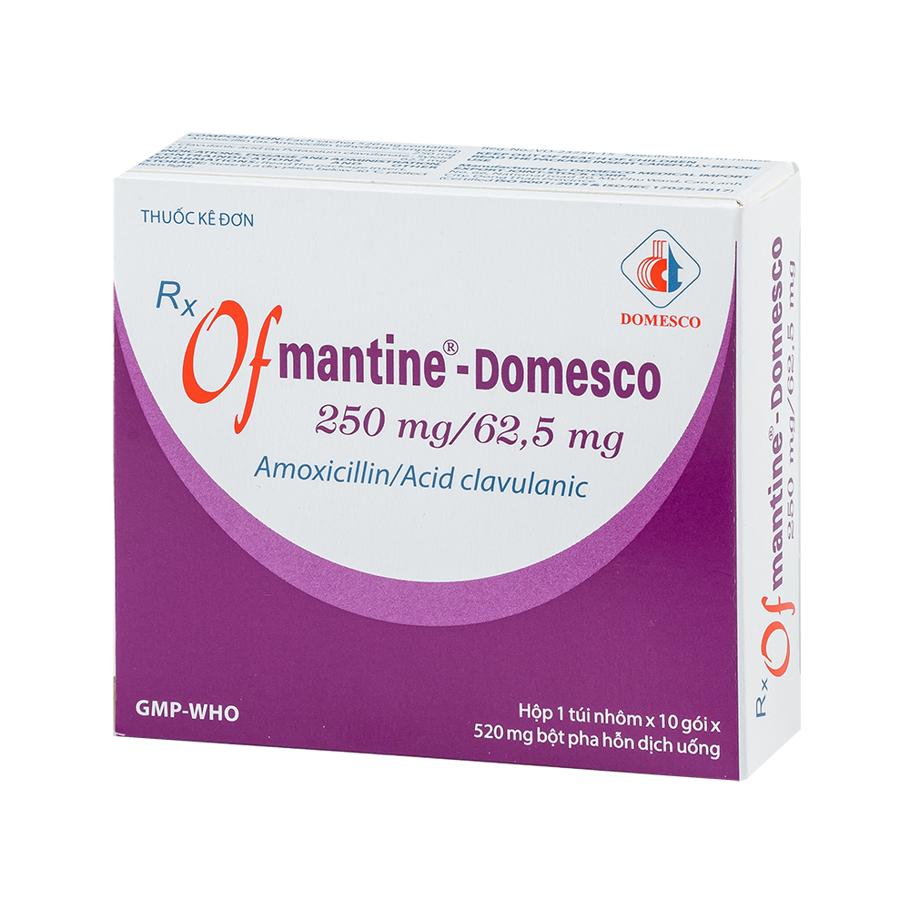 Ofmantine-Domesco
 250 mg/62,5 mg Hộp 10 gói x 520mg Domesco