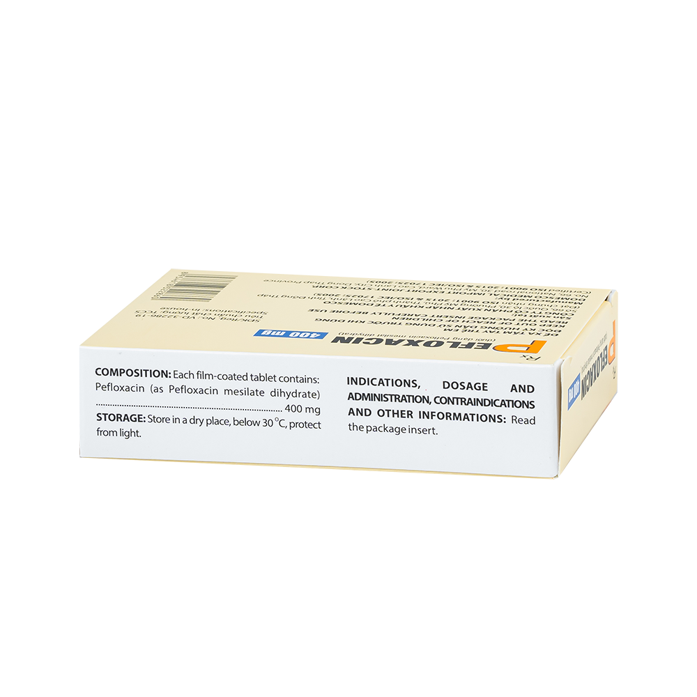 Pefloxacin 400 mg Hộp 2 vỉ x 10 viên Domesco