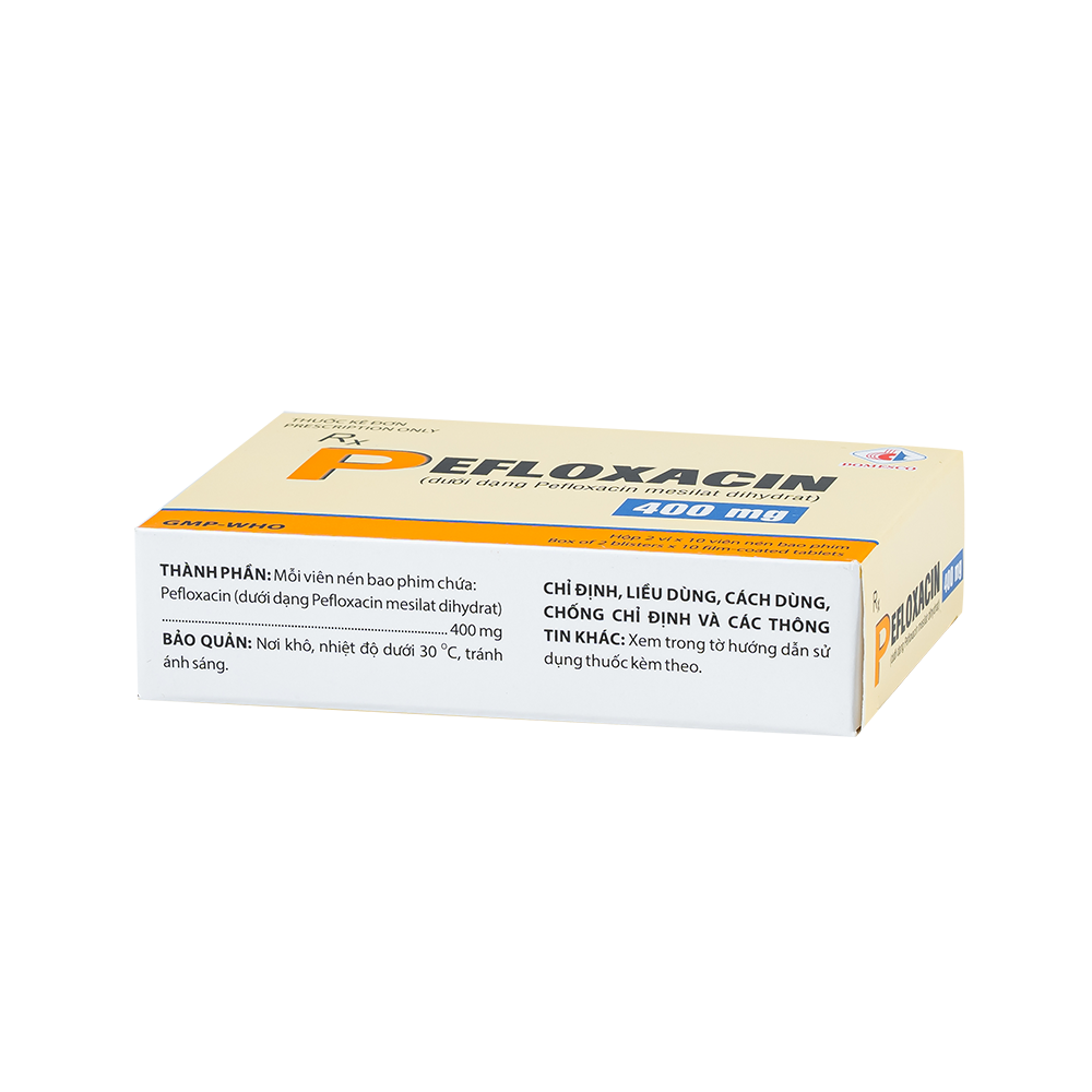 Pefloxacin 400 mg Hộp 2 vỉ x 10 viên Domesco