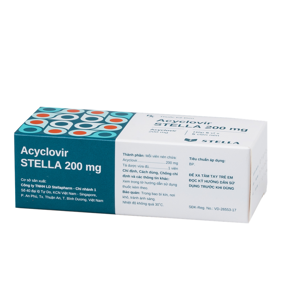 Acyclovir Stella 200mg Hộp/25viên Stella