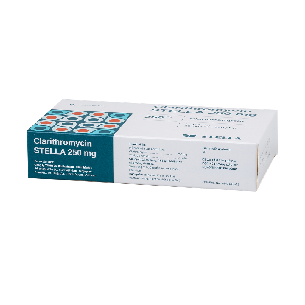 Clarithromycin Stella 250mg Hộp/20viên Stella