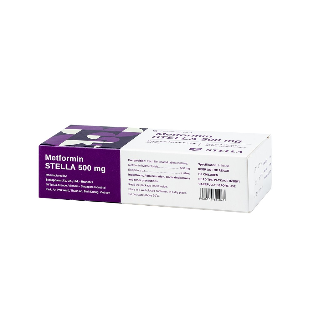 Metformin Stella 500mg Hộp/30viên Stella