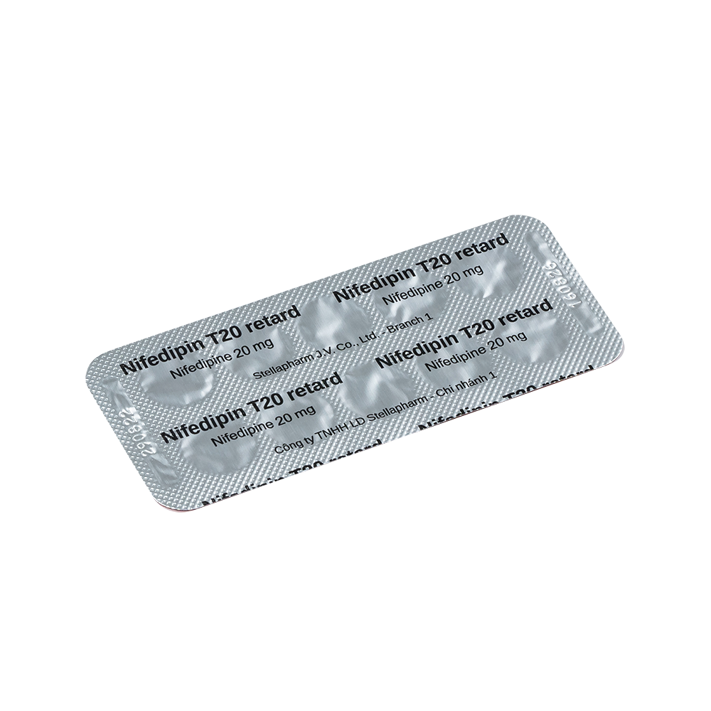 Nifedipin T20 retard  Hộp/100viên Stella