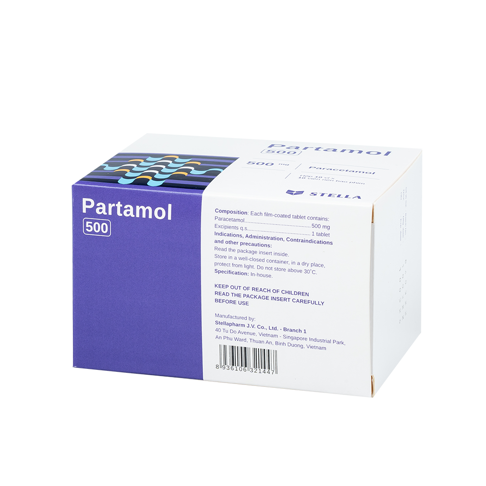 Partamol 500 (vỉ) Hộp/100viên Stella