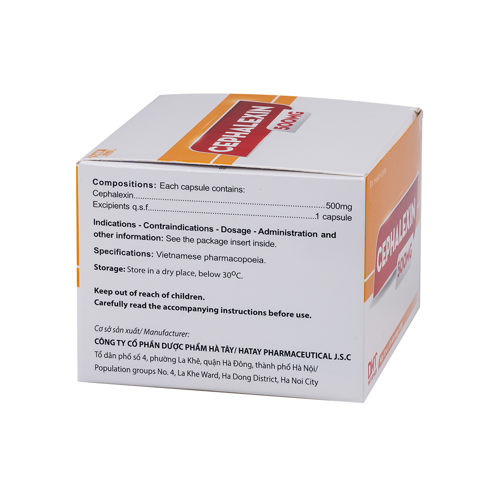 Cephalexin 0.5g nhộng H/10vỉ x10viên Hataphar