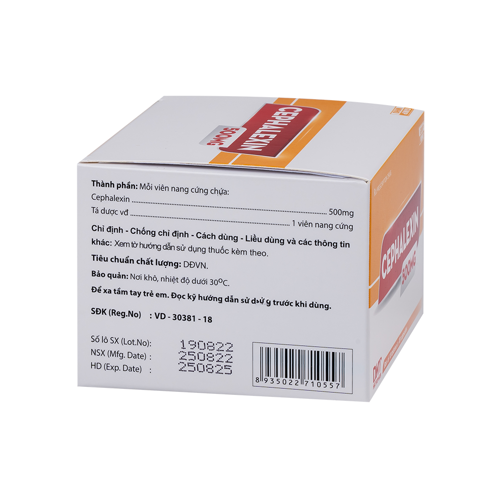 Cephalexin 0.5g nhộng H/10vỉ x10viên Hataphar