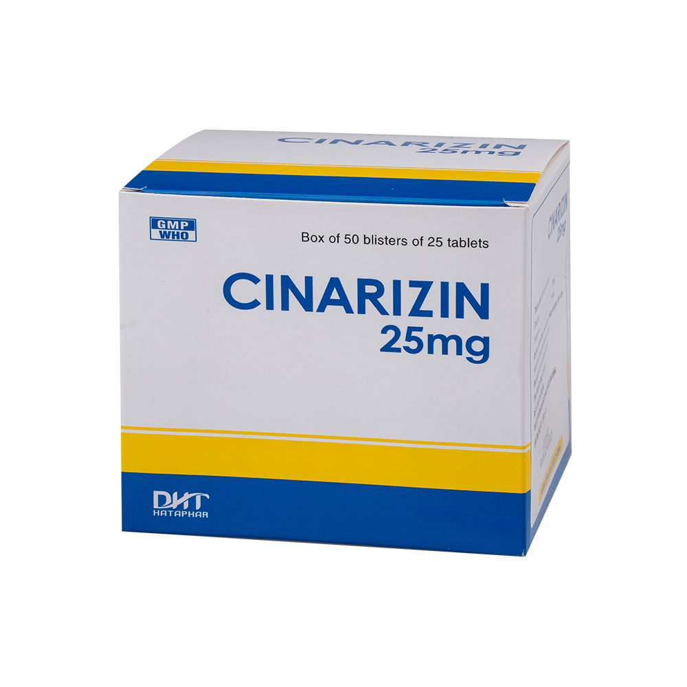 Cinarizin 25mg H/50vỉ x25viên Hataphar