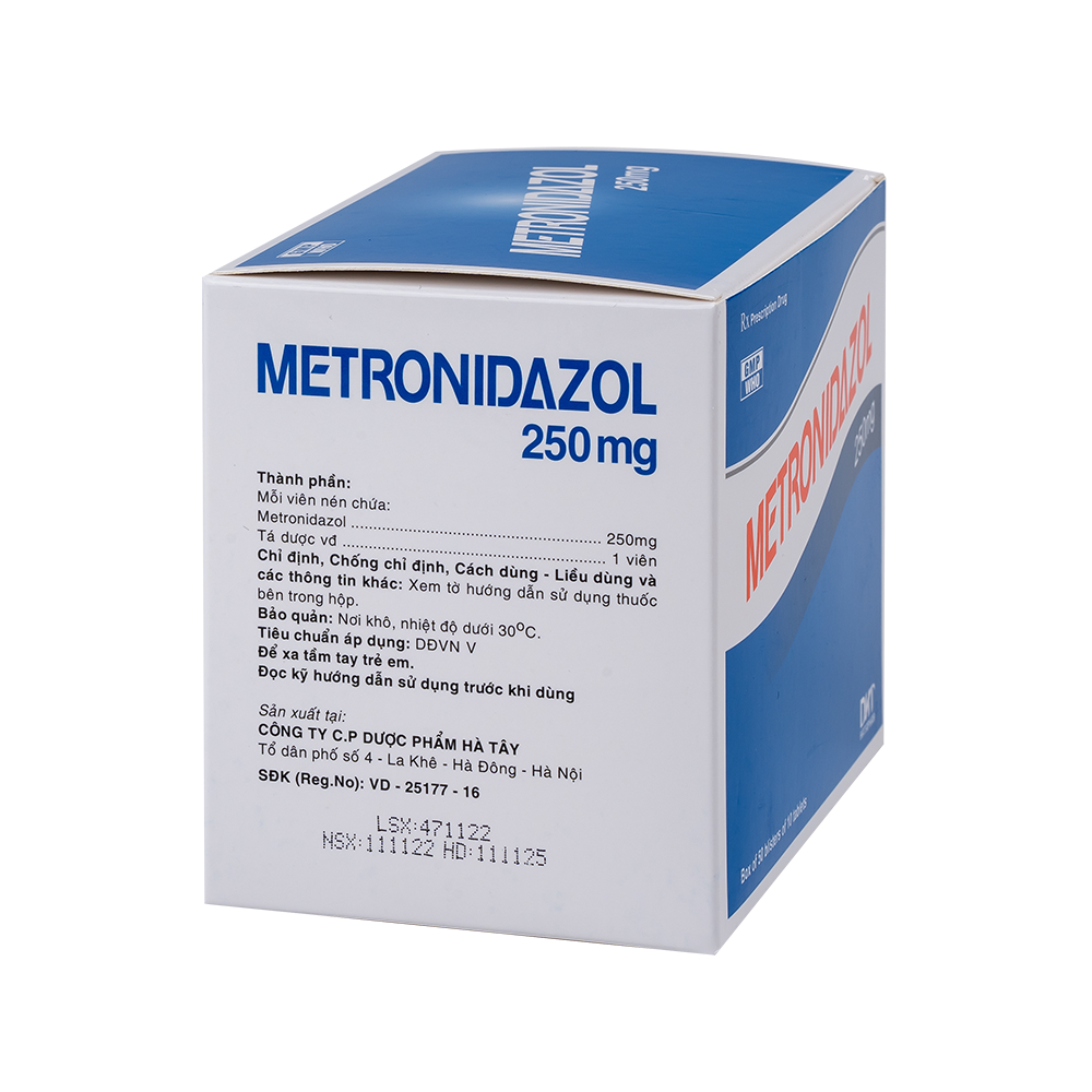 Metronidazol 250mg H/50 vỉ x 10 viên Hataphar